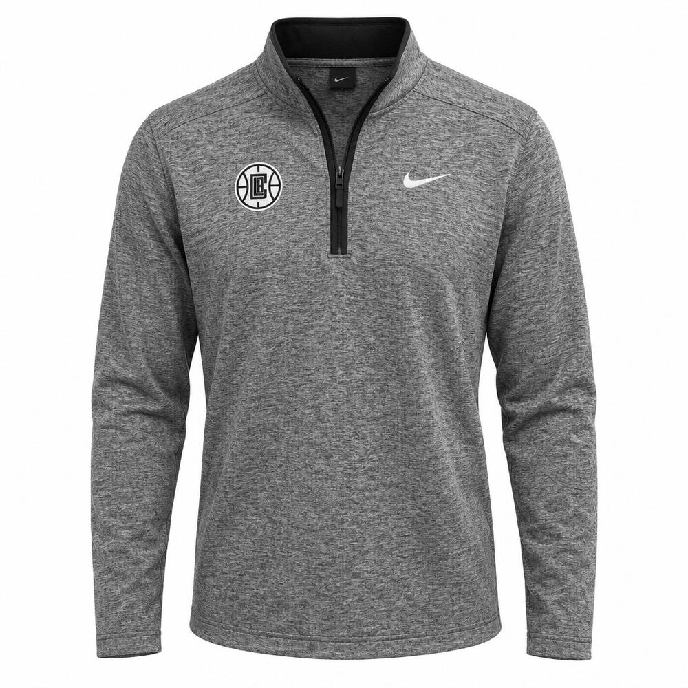 Nike LA Clippers Dri-FIT Victory Half-Zip Pullover Grey Men’s Size L DH1261-010 - Picture 2 of 12